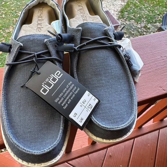HEY DUDE WENDY CHAMBRAY NAVY WHITE 9 - Picture 1 of 5
